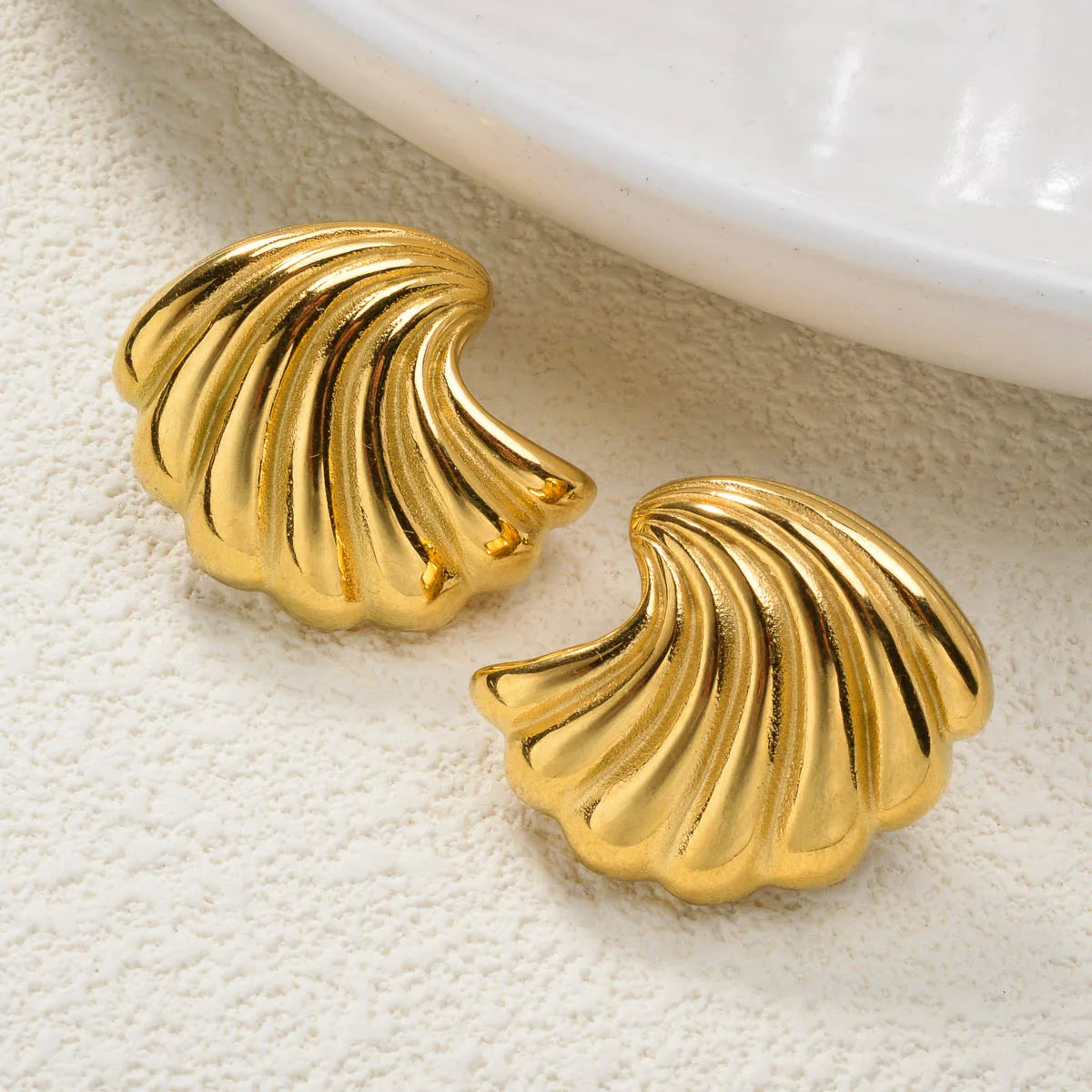 Luxury custom Fashion jewelry Wholesale bulk 18k gold plated stainless steel Flower chunky stud drop earrings women