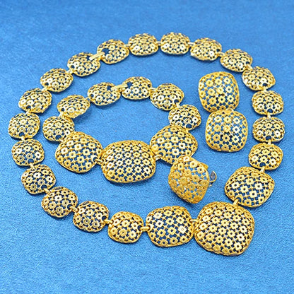 Dubaii bridal jewelry set round 14k gold plated jewelry sets for women Wedding Party Engagement Anniversary