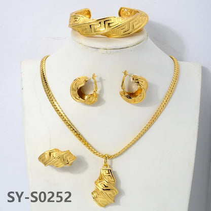 zeadear jewelry dubai 14k gold plated copper earring bracelet ring necklace jewelry sets