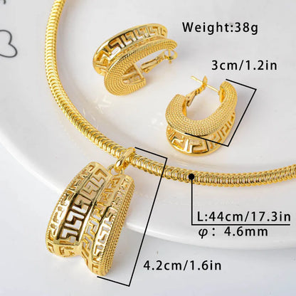 Hot Selling Brazil Gold Luxury Copper Bridal Jewelry Set America earing and necklace set