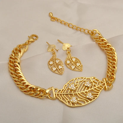 Zeadear jewelry Quality Promotional 14K Gold Dubai Jewelry Set Rhinestone Necklace And Earrings Jewellery Sets