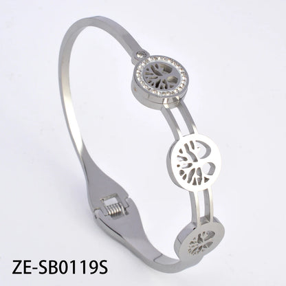 Wholesale Fashion Four Leaf Clover Butterfly Tree Of Life Stainless steel 18k Gold Plated Bracelet Femme