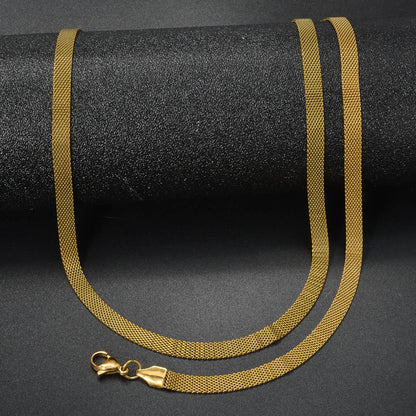 Custom Luxury 18k Gold Plated Copper  link chain Necklace and Bracelet Jewelry Sets Women