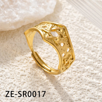 Non Tarnish Waterproof 18k Gold Plated Stainless Steel Snake Adjustable Jewelry open Ring