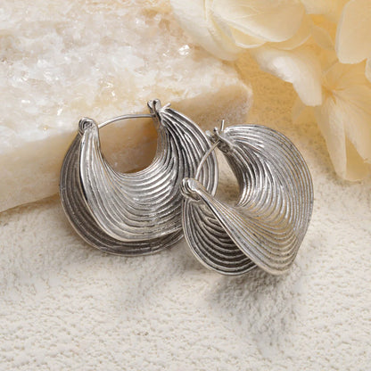 Fashion jewelry Waterproof Stainless Steel 18k Gold Plated shell hoop Earrings Women