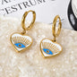 Fashion Luxury Jewelry 18K Gold Plated Stainless Steel Geometric Colorful Oil Eye Heart Drop Huggies Earrings women