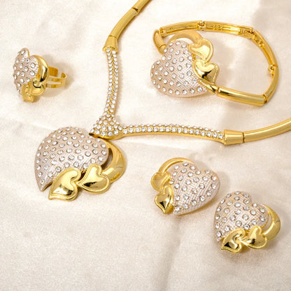 Bridal Jewelry Set Fashion 2021 Jewellery Dubai Women Bracelets Heavy Sets Gold Brass Opp Bag CLASSIC Flower Zircon Copper GDTC