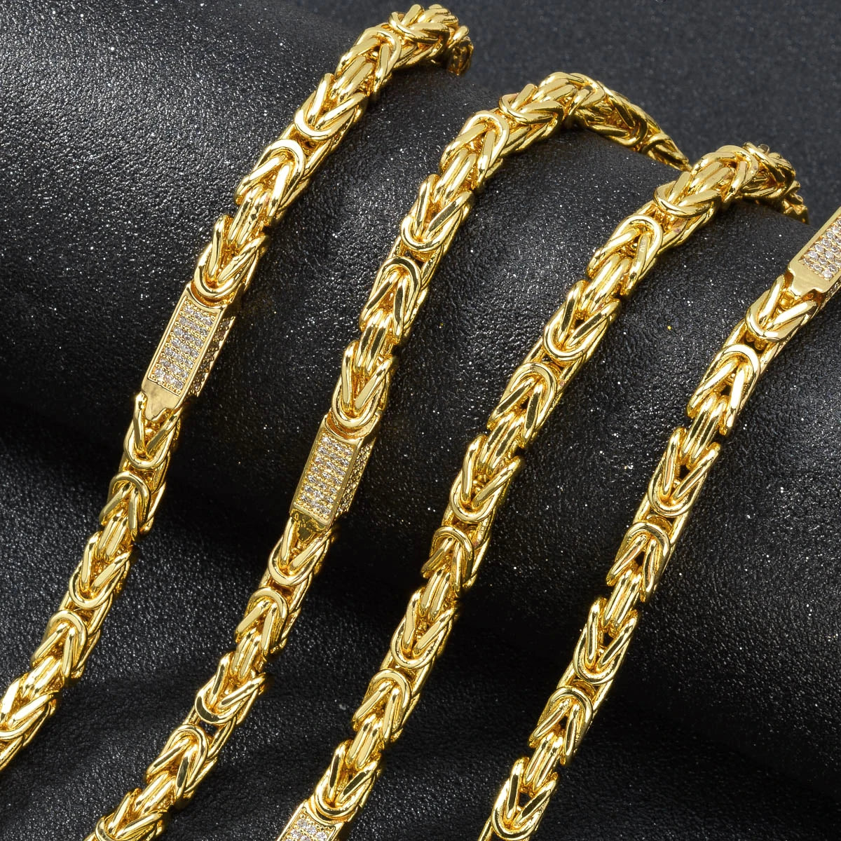 Fashion luxury Italy 750 18k gold plated high quality Copper Byzantine zircon Link Chain Necklace For Women