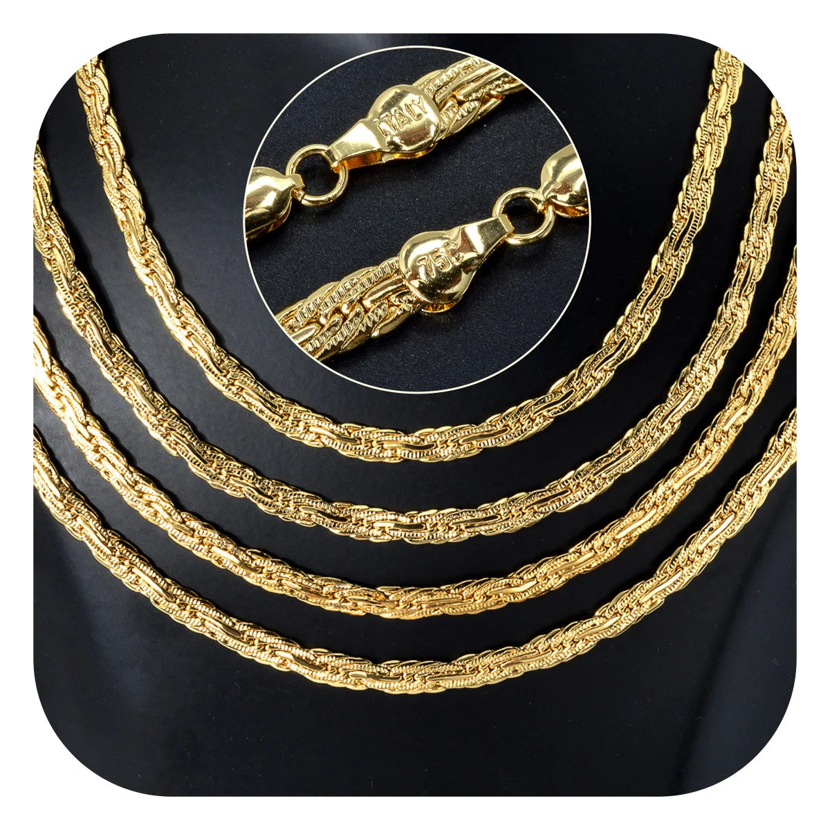 Fashion Copper Italy 750 18k gold plated  Chain Necklace Keel Link Chain Necklace For Women