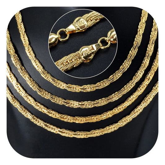 Fashion Copper Italy 750 18k gold plated  Chain Necklace Keel Link Chain Necklace For Women