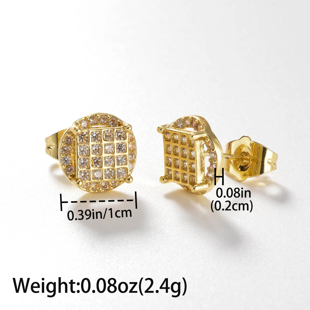 Wholesale Multi Styles Rhinestone Cube Stud Hypoallergenic 18K Gold Plated zircon Earrings for Women