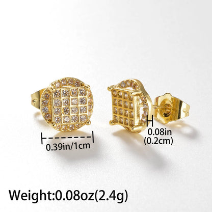 Wholesale Multi Styles Rhinestone Cube Stud Hypoallergenic 18K Gold Plated zircon Earrings for Women