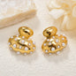 Luxury fashion jewelry Wholesale bulk 18k gold plated stainless steel pearl zircon chunky drop earrings women