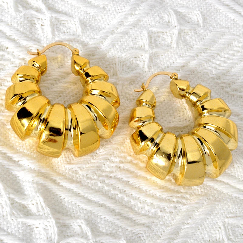 Fashion Wholesale Exaggerated 18k Gold Plated Statement Big Hoop Drop Earrings