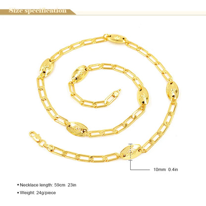 ZEADear Jewelry Trendy 18K Gold Plated Necklace Punk Women Man Link Chain Copper Neck Jewellery For Birthday Party Wedding Gift