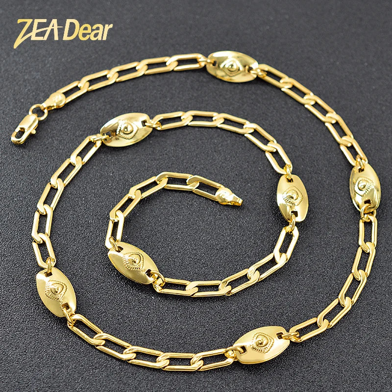 ZEADear Jewelry Trendy 18K Gold Plated Necklace Punk Women Man Link Chain Copper Neck Jewellery For Birthday Party Wedding Gift
