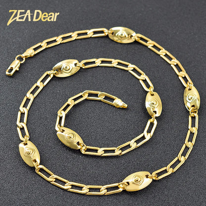 ZEADear Jewelry Trendy 18K Gold Plated Necklace Punk Women Man Link Chain Copper Neck Jewellery For Birthday Party Wedding Gift