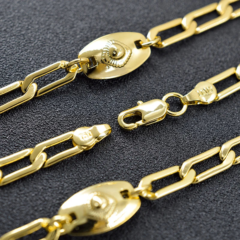 ZEADear Jewelry Trendy 18K Gold Plated Necklace Punk Women Man Link Chain Copper Neck Jewellery For Birthday Party Wedding Gift