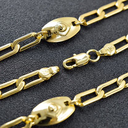 ZEADear Jewelry Trendy 18K Gold Plated Necklace Punk Women Man Link Chain Copper Neck Jewellery For Birthday Party Wedding Gift
