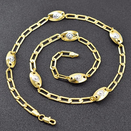 ZEADear Jewelry Trendy 18K Gold Plated Necklace Punk Women Man Link Chain Copper Neck Jewellery For Birthday Party Wedding Gift
