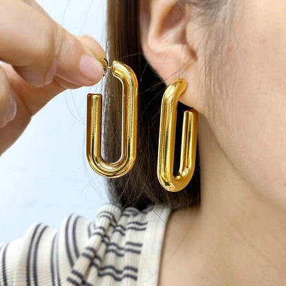 Fashion Stainless Steel Earrings Jewelry 18K Gold Plated Huggie Chunky Drop Earrings For Women