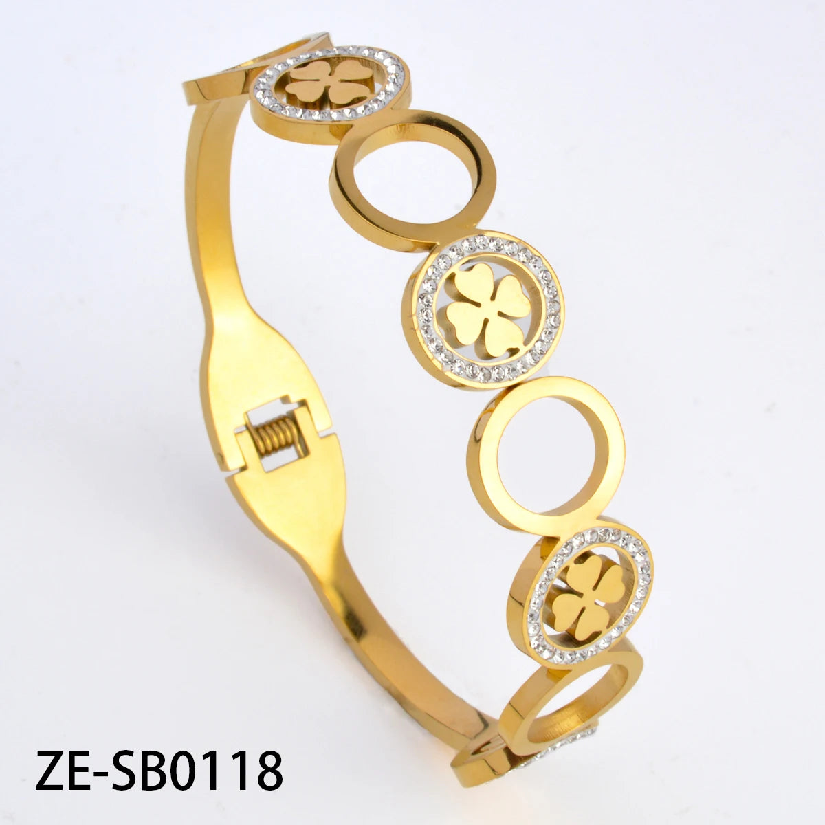 Wholesale Fashion Four Leaf Clover Butterfly Tree Of Life Stainless steel 18k Gold Plated Bracelet Femme