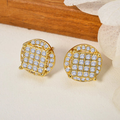 Wholesale Multi Styles Rhinestone Cube Stud Hypoallergenic 18K Gold Plated zircon Earrings for Women