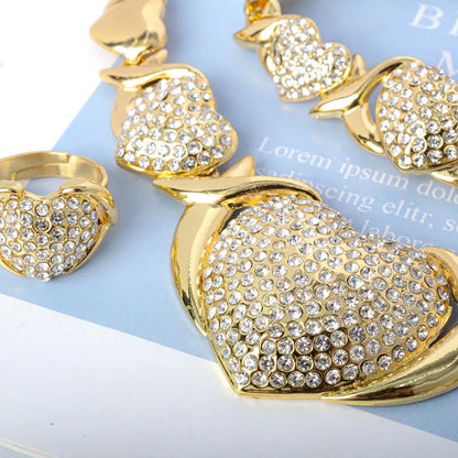 Hot Selling Brazil Gold Luxury Copper Bridal Jewelry Set Italian Necklace Bracelet Earring Ring Four Jewelry Sets