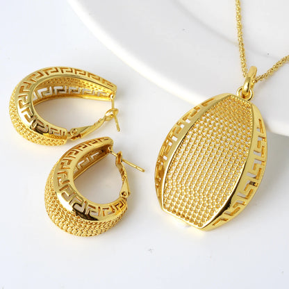 Fashion jewelry high quality copper wedding bride 18k gold plated dubai gold jewelry set for women