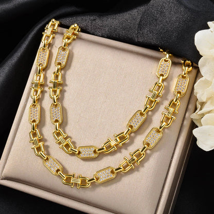 Fashion luxury Italy 750 14k gold plated high quality Copper Horseshoe Link Chain Necklace For Women