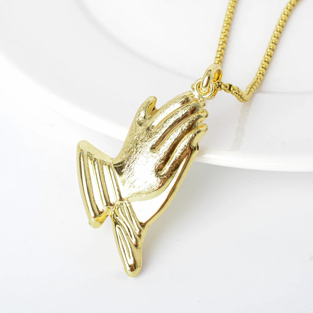 ZEADear Jewelry Classic Trendy Peace Hands Pendant With 55Cm Necklace Copper Big Hollow For Man High Quality Daily Wear Gift