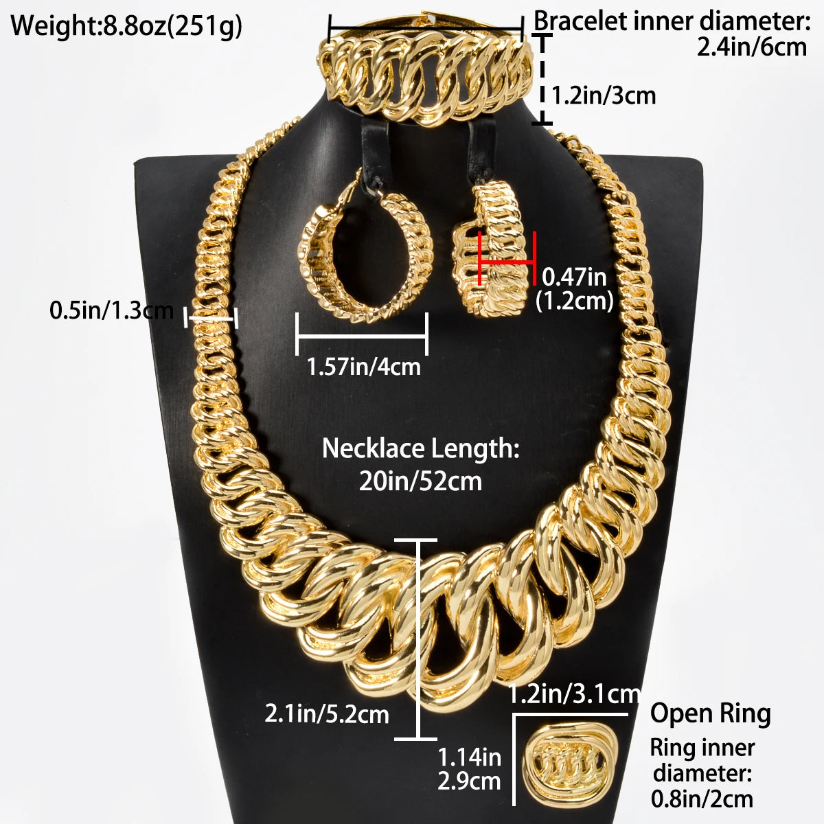 Fashion jewelry Dubai Statement 14k Gold Plated bracelet ring necklace earring Wedding Bride jewelry Sets For Women