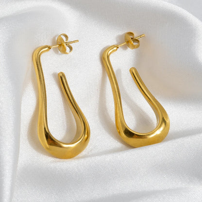 Fashion Stainless Steel Earrings Jewelry 18K Gold Plated Huggie Chunky Drop Earrings For Women