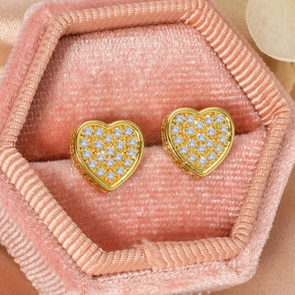 Wholesale Multi Styles Rhinestone heart Hypoallergenic 18K Gold Plated zircon stud Earrings for Women