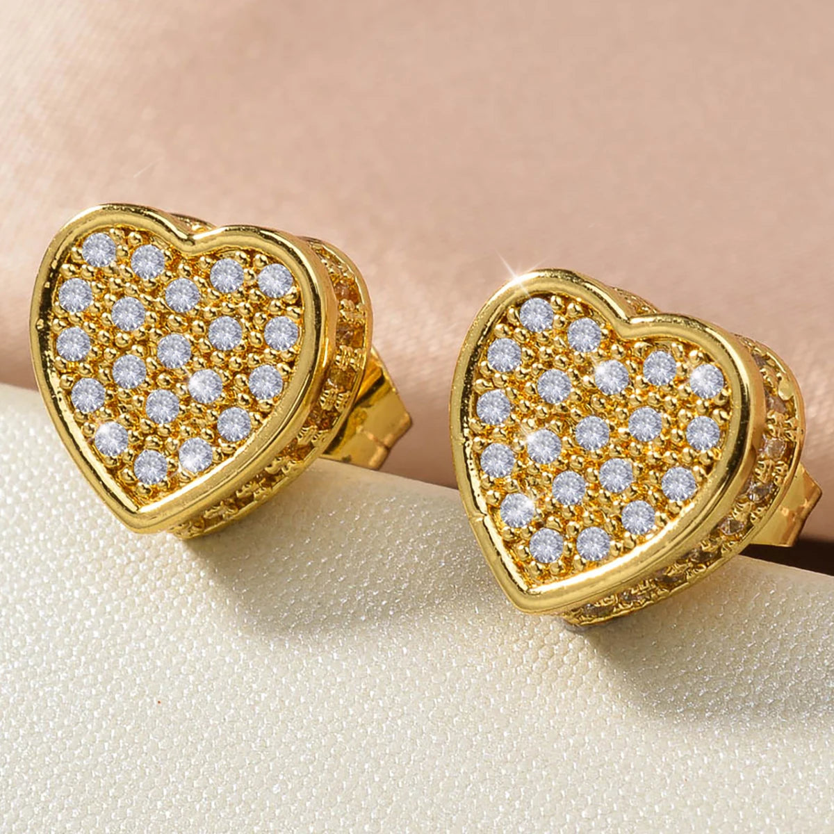 Wholesale Multi Styles Rhinestone heart Hypoallergenic 18K Gold Plated zircon stud Earrings for Women