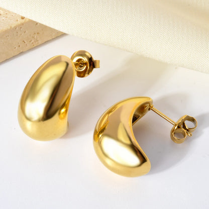 Hypoallergenic Jewelry Earrings OEM Tarnish Free Stainless Steel 18k Gold Plated Thick Cc Stud Earrings Hoop Earrings For Women