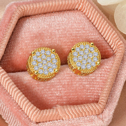 Wholesale Multi Styles Rhinestone round Stud Hypoallergenic 18K Gold Plated zircon Earrings for Women