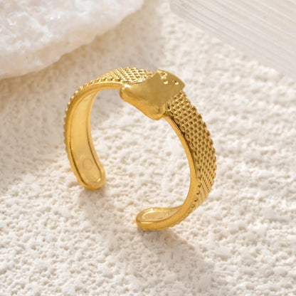 Non Tarnish Waterproof 18k Gold Plated Stainless Steel Snake Adjustable Jewelry open Ring