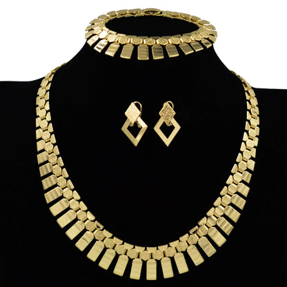 2021 New High Quality Copper Card Romantic Party Wedding Earring Necklace and Bracelet Sets