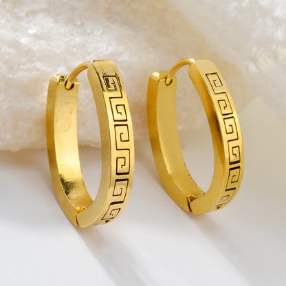 Fashion 18K Gold Plated Stainless Steel Hoop Earrings Jewelry For Women