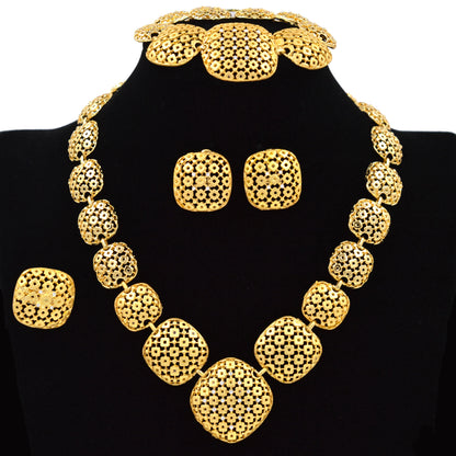 Dubaii bridal jewelry set round 14k gold plated jewelry sets for women Wedding Party Engagement Anniversary