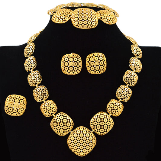 Dubaii bridal jewelry set round 14k gold plated jewelry sets for women Wedding Party Engagement Anniversary