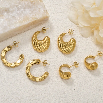 New Arrival Fashion Luxury Custom 18k Gold Plated Stainless Steel CC Earrings Women