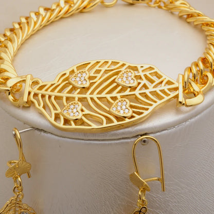 Zeadear jewelry Quality Promotional 14K Gold Dubai Jewelry Set Rhinestone Necklace And Earrings Jewellery Sets