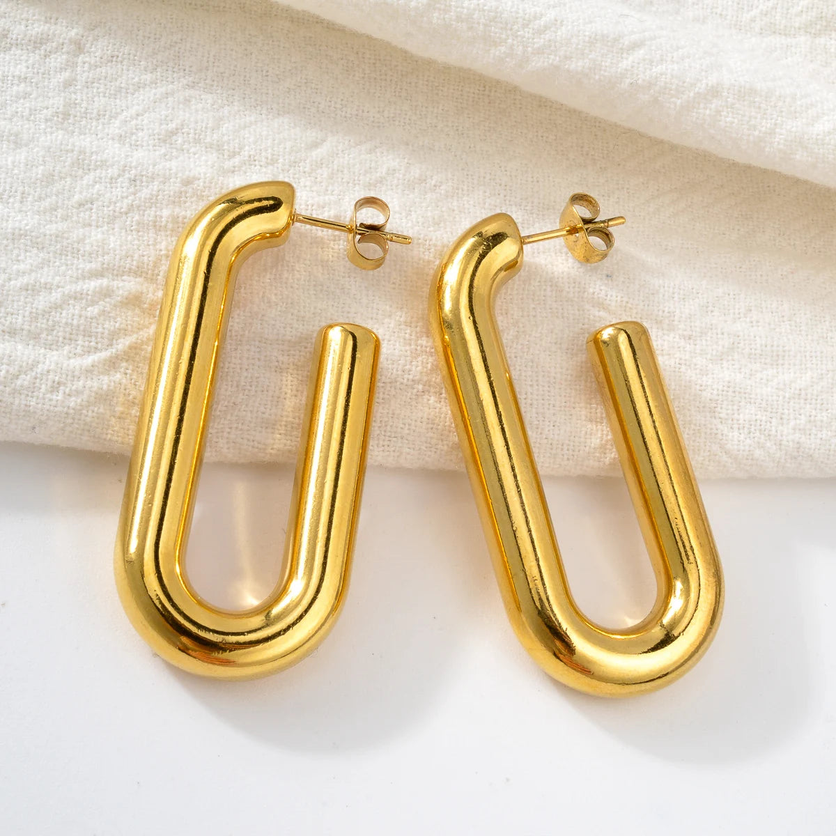 Fashion Stainless Steel Earrings Jewelry 18K Gold Plated Huggie Chunky Drop Earrings For Women