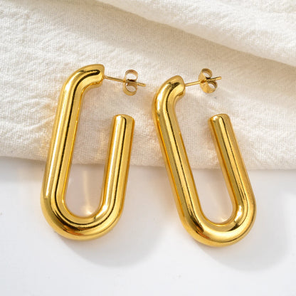 Fashion Stainless Steel Earrings Jewelry 18K Gold Plated Huggie Chunky Drop Earrings For Women