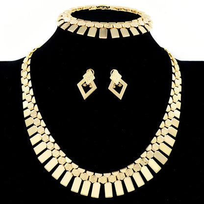 Dubai high quality copper Women wedding party big accessories for women 14K gold jewelry set