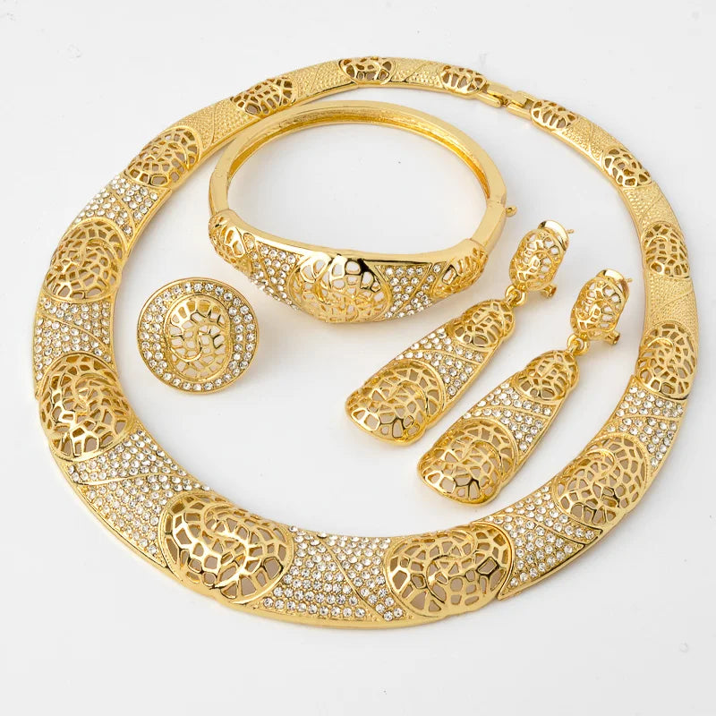 italian 18k gold plated nigerian zircon jewelry set for women