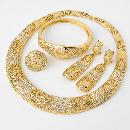 italian 18k gold plated nigerian zircon jewelry set for women