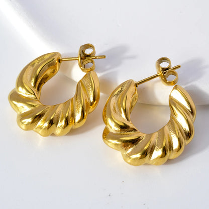 Hypoallergenic Jewelry Earrings OEM Tarnish Free Stainless Steel 18k Gold Plated Thick Cc Stud Earrings Hoop Earrings For Women